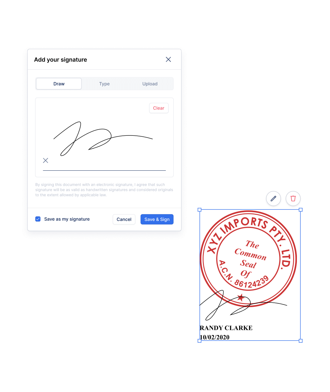 eSignatures & Stamps